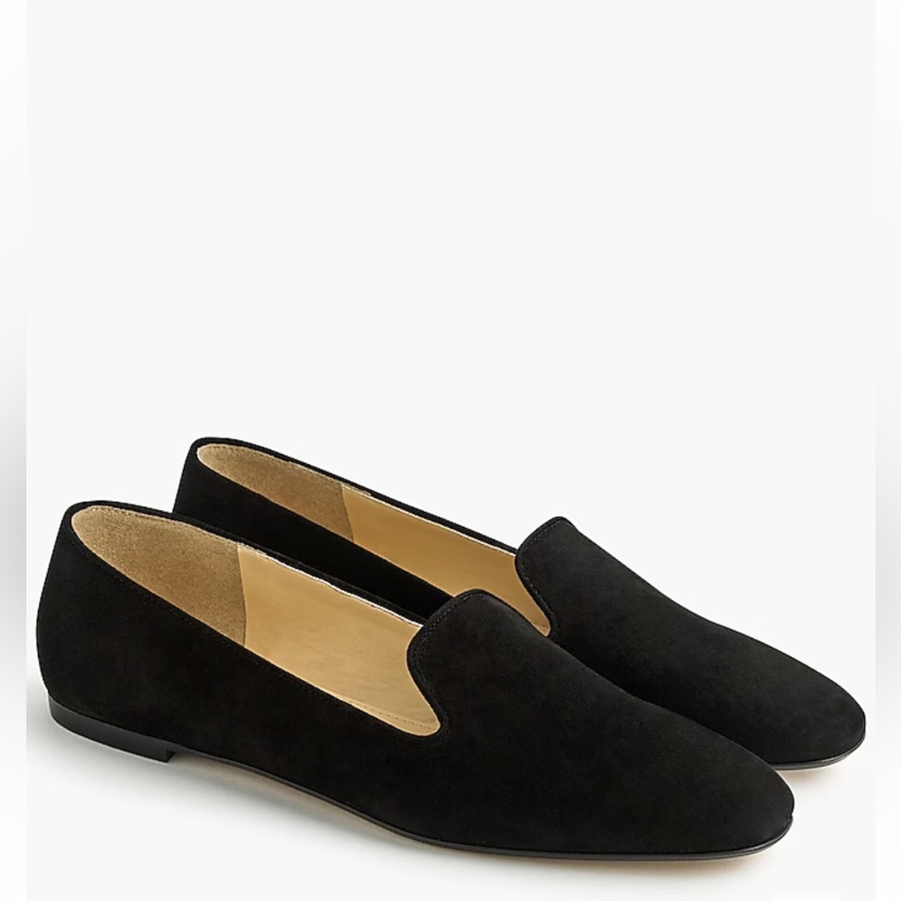 JCrew black suede smoking slippers